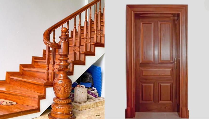 Gỗ được ứng dụng để sản xuất cửa và cầu thang
