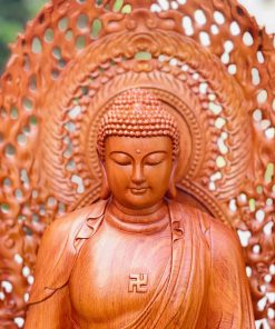 Tượng gỗ A Di Đà tòa sen