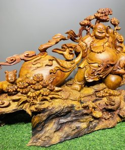 Tượng gỗ Di Lặc kéo bao tiền
