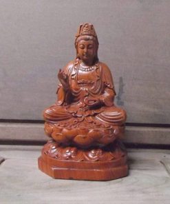 Tượng gỗ Phật Bà Quan Âm ngồi đài sen